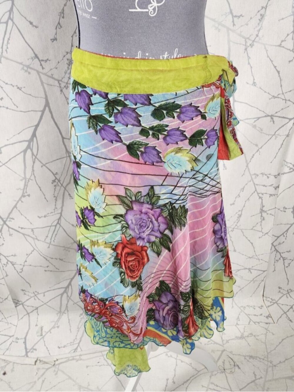 Iris Impressions Colorful Reversible Flutter Wrap Skirt